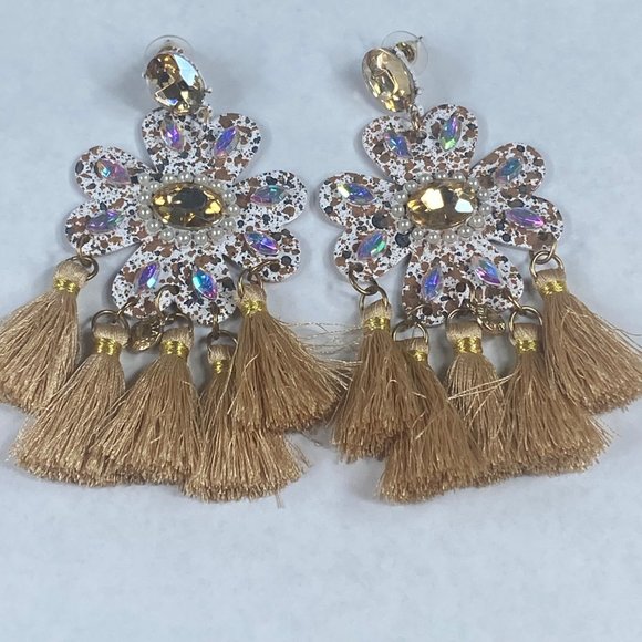 Jujlia Jewelry Chandelier Dangle Drop Pierced Earrrings Tassell Floral Boho - Picture 7 of 16